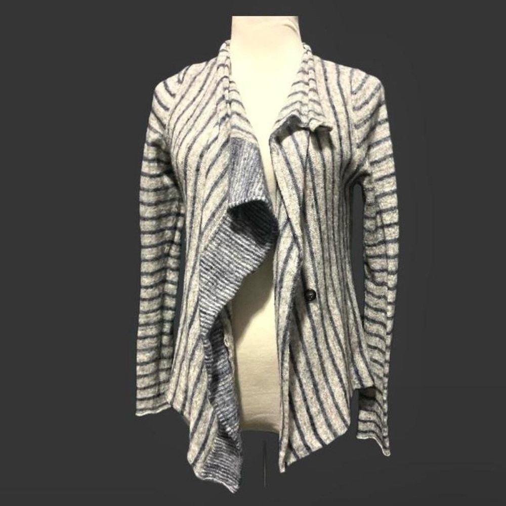 Banana republic striped wrap cardigan aso violet harmon